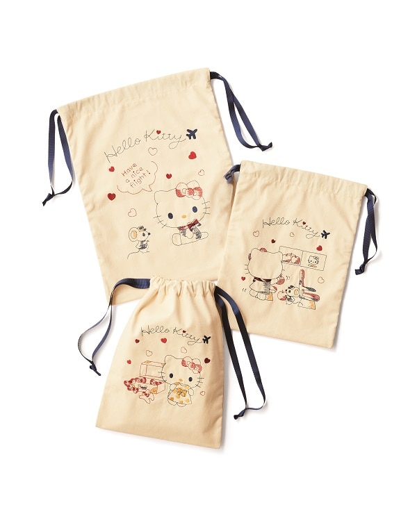 ハローキティ JALオリジナル 巾着3枚セット: JAL SHOP 機内販売