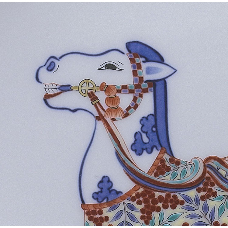 染錦 南天馬文 皿