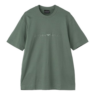 [EMPORIO ARMANI]Tシャツ リヨセル混紡ジャージー Emporio Armani刺繍 グリーン L