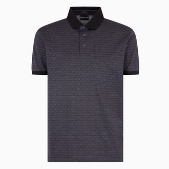 [EMPORIO ARMANI]ポロシャツ ジャージー オールオーバージャカードレタリング ダークブラウン XL