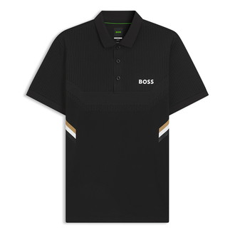 [BOSS] アクティブ スリムフィット ポロシャツ モイスチャーマネージメント Black M