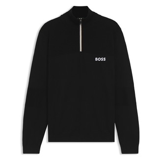 [BOSS] 撥水性コットンブレンドジップニット Black M