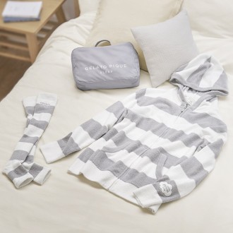 [gelato pique Sleep] JALオリジナル 2ボーダースムーズィーパーカ&着圧ソックスセット（収納ポーチ付き）