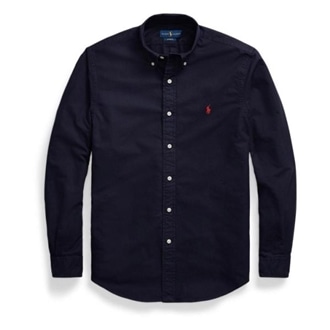 [POLO RALPH LAUREN]カスタムフィット ガーメントダイ ボタンダウン シャツ ネイビー S