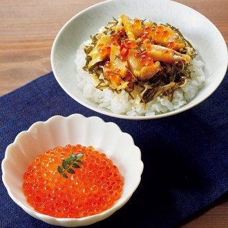 [島の人]天然あわび入り松前漬「北宝漬」と秋鮭イクラ醤油漬け