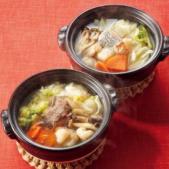 [よか魚]レンジで専門店の味！天然クエ贅沢一人鍋と九十九島海鮮鍋