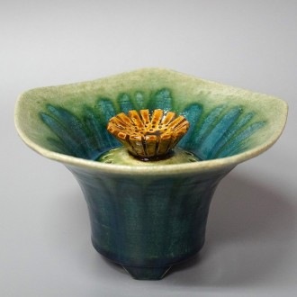 [鈴木徹]陶芸『緑釉香炉』