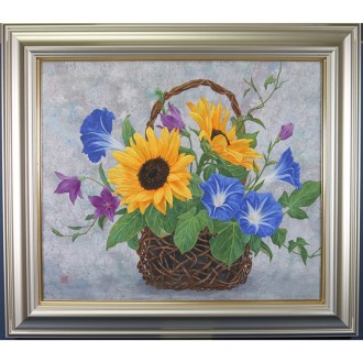 [髙井美香]日本画『花籠「夏」』