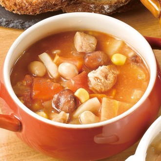 鶏肉とお豆のごろっとおかずミネストローネ