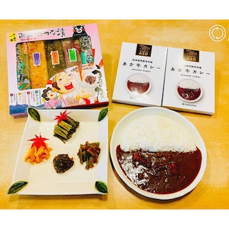 [やまいち]阿蘇高菜漬とあか牛カレーセット