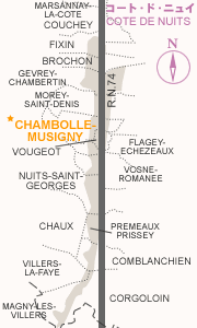 地図 コート・ド・ニュイ シャンボール ミュジニー