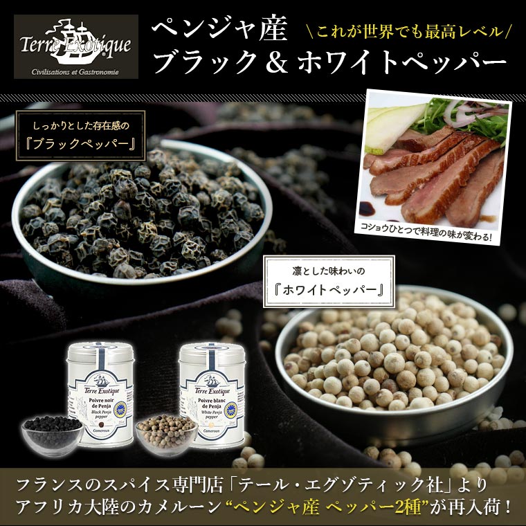 【テール エグゾティック】ペンジャ産ホワイトペッパー 約70g