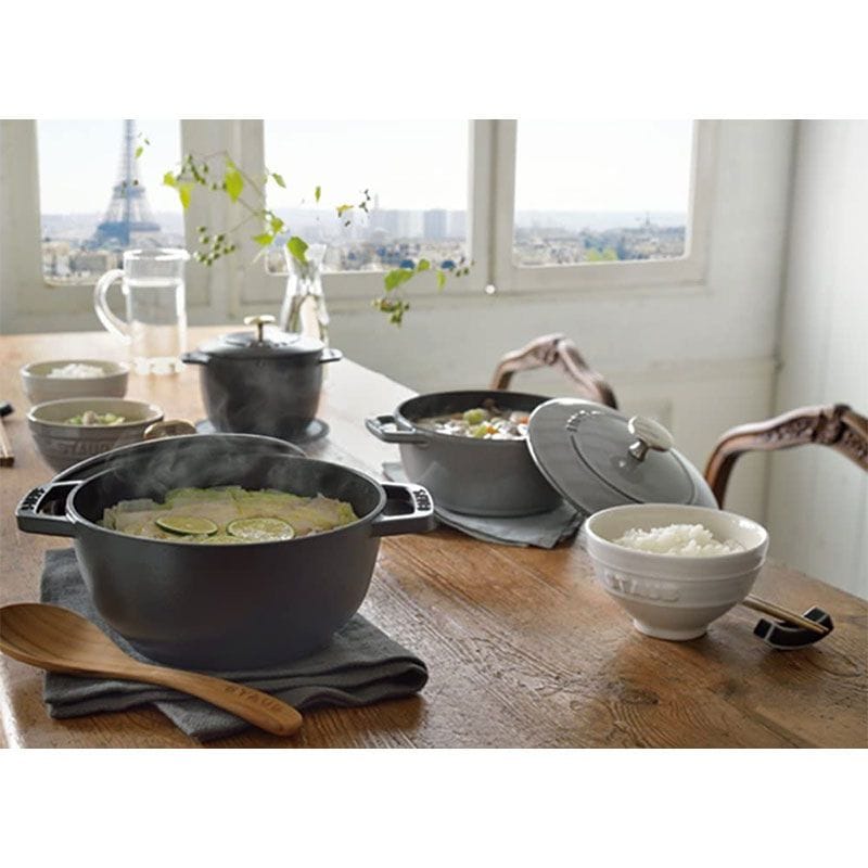 staub ストウブ Wa-NABE S 16cm グレー 40501-002 両手 鋳物 ホーロー 鍋 炊飯 1合 IH対応 グレー 16cm
