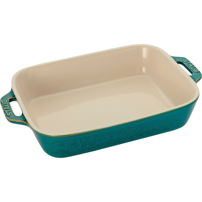 staub ストウブ ビンテージカラー レクタンギュラーディッシュ20cm ターコイズ 40511-868 ラミック グラタン皿 キッシュ 耐熱 オーブン 電子レンジ対応 ターコイズ 20cm