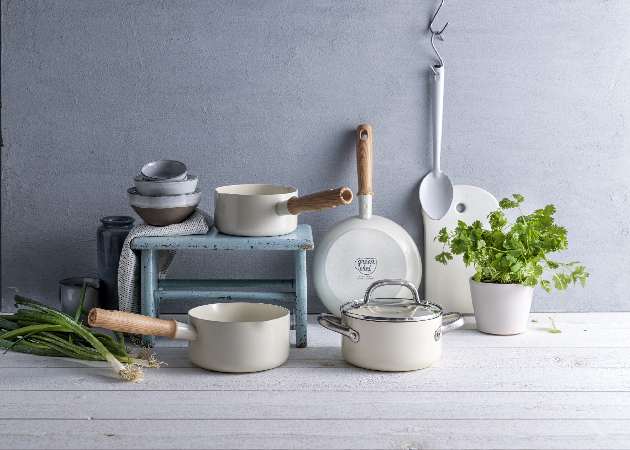 GREENCHEF グリーンシェフ キャセロール 16cm ホワイト IH/ガス火対応 CC002728-001 ホワイト 全長245・幅166x高さ82