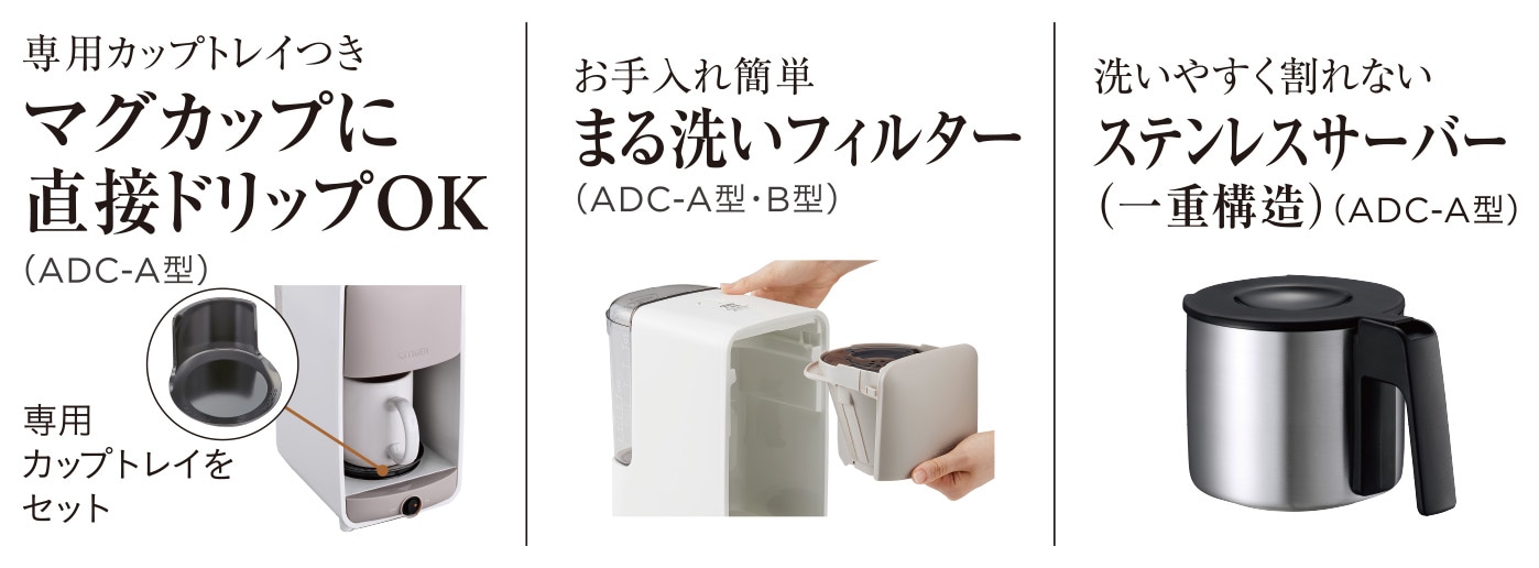 タイガー TIGER コーヒーメーカー グレージュホワイト ADC-A061-WG