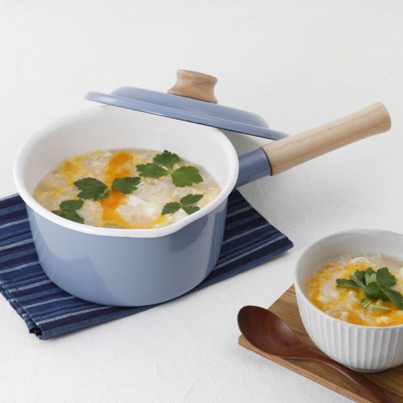 富士ホーロー コットンプラス ソースパン 18cm アッシュブルー CTP-18S.AB アッシュブルー