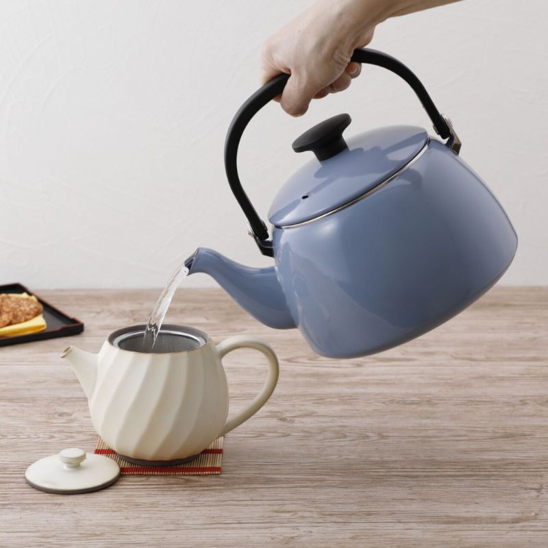 富士ホーロー コットンプラス ケトル 2.5L アッシュブルー CTP-2.5K.AB アッシュブルー
