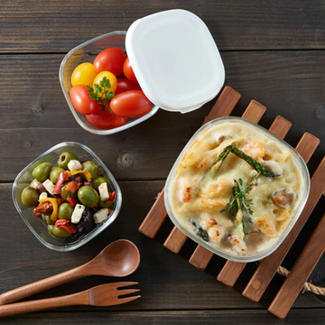 HARIO ハリオ 耐熱ガラス製保存容器 3個セット オフホワイト KST-2012-OW