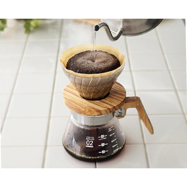 HARIO ハリオ V60 耐熱ガラス透過ドリッパー オリーブウッド VDGR-02-OV