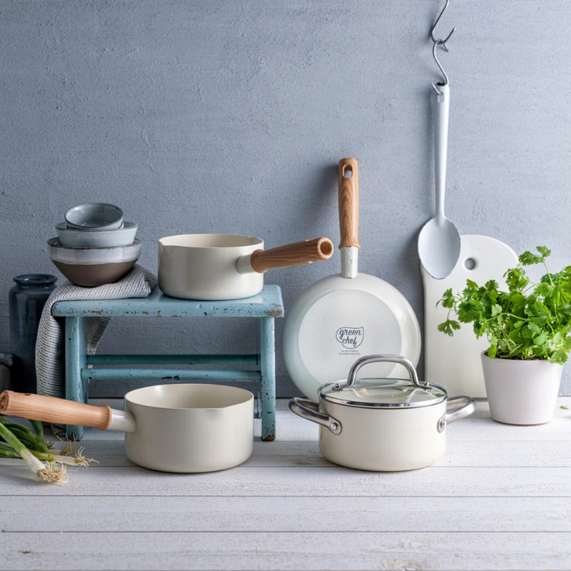 GREENCHEF グリーンシェフ キャセロール 16cm ホワイト IH/ガス火対応 CC002728-001 ホワイト 全長245・幅166x高さ82