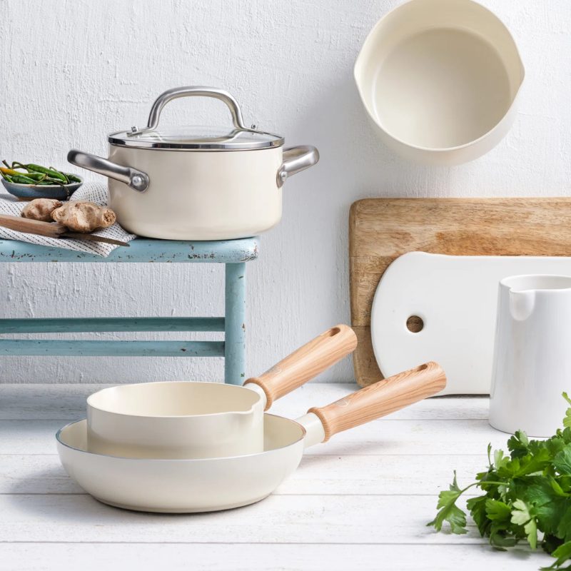 GREENCHEF グリーンシェフ キャセロール 16cm ホワイト IH/ガス火対応 CC002728-001 ホワイト 全長245・幅166x高さ82