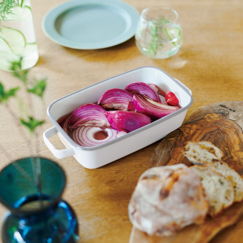 365methods サンロクゴ・メソッド ホーローオーブンディッシュ レクタングル ホワイトxライトグレー YY-HB.W ホワイトxライトグレー レクタングル