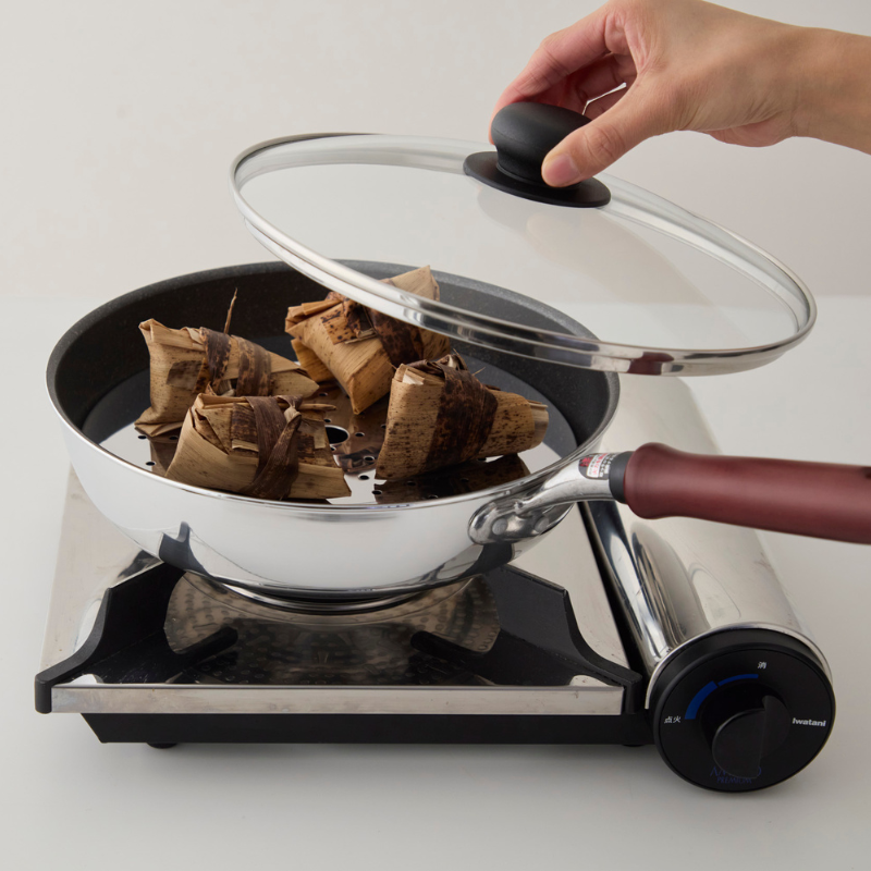 ウルシヤマ金属工業 UMIC IH-ガット フライパン 26cm 蒸しプレート ガラス蓋 トングセット 72058