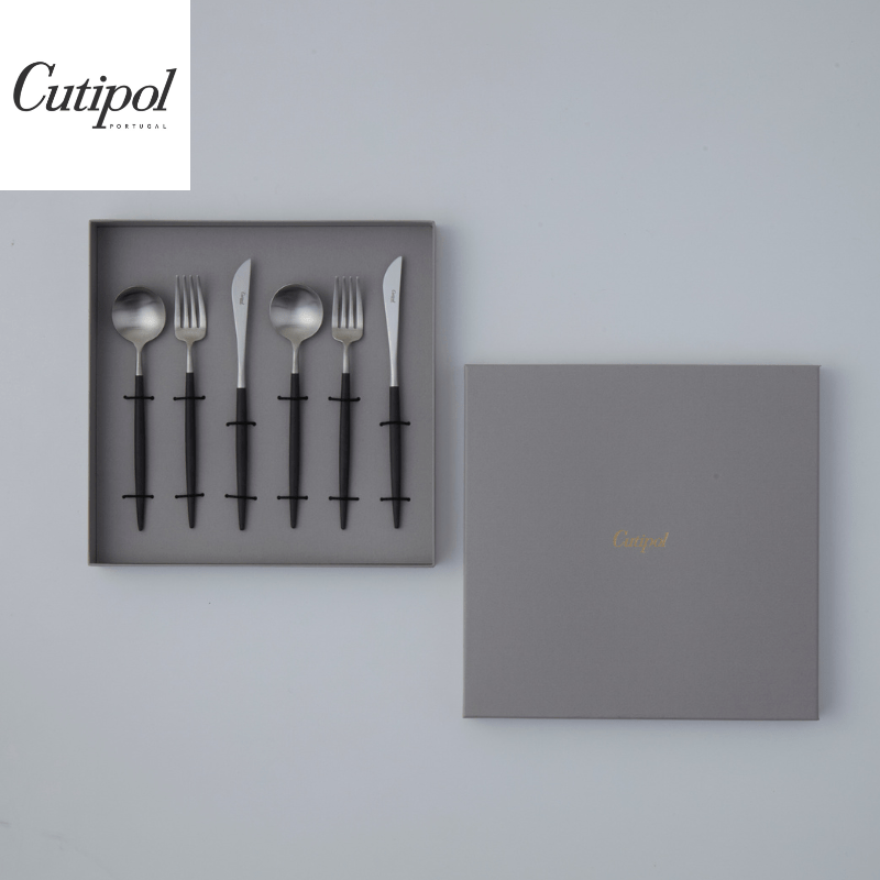 Cutipol クチポール GOAブラックシルバー デザート6本セット ギフトボックス(グレー) グレーボックス 6本セット