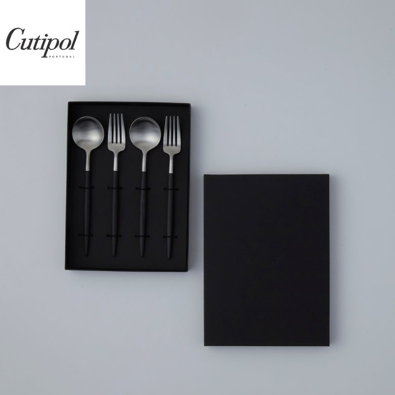 Cutipol クチポール GOAブラックシルバー テーブル4本セット ギフトボックス(ブラック) ブラックボックス 4本セット