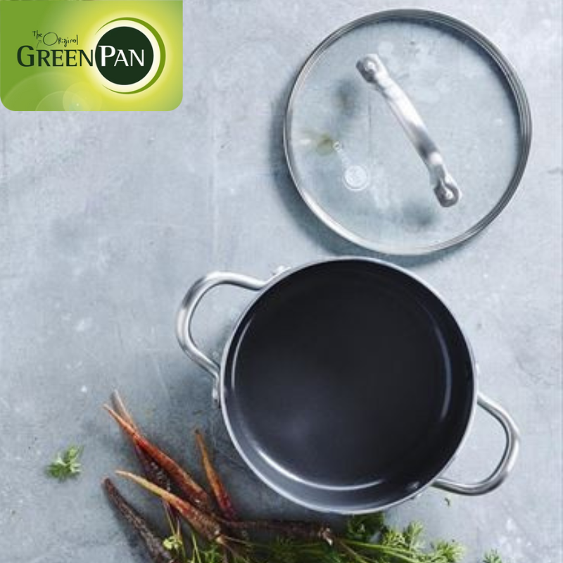 Green Pan グリーンパン メイフラワー キャセロール 両手鍋 20cm ガラス蓋付き IH ガス火対応 CC002177-001