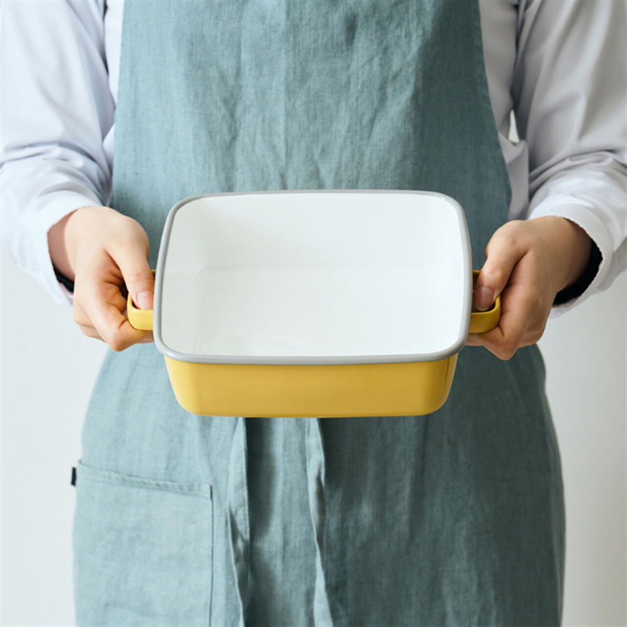 365methods サンロクゴ・メソッド ホーローオーブンディッシュ スクエア イエローxライトグレー YY-HA.Y イエローxライトグレー スクエア