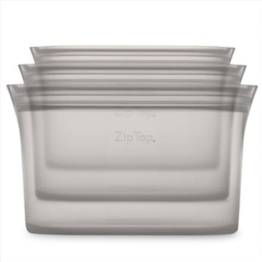 Zip top ジップトップ ディッシュ3点セット グレー シリコン 保存容器 保存袋 まち付き レンジ 食洗器対応 耐熱 冷凍 冷蔵 Z-DSH3A-02