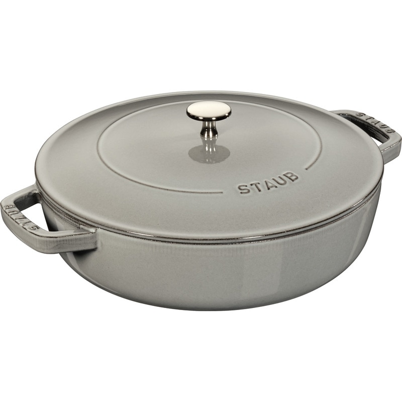 staub ストウブ ブレイザー ソテーパン 28cm グレー 40511-470 大きい 両手 鋳物 ホーロー 鍋 すき焼き IH対応