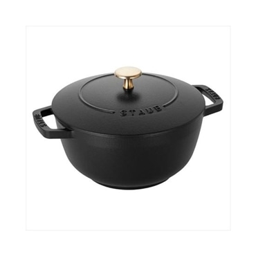 staub ストウブ Wa-NABE M 18cm ブラック 40501-005 両手 鋳物 ホーロー 鍋 炊飯 2合 IH対応