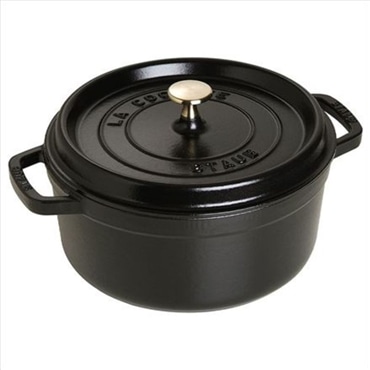 staub ストウブ ピコ・ココット ラウンド 24cm ブラック 40500-241 両手 鋳物 ホーロー 鍋 IH対応
