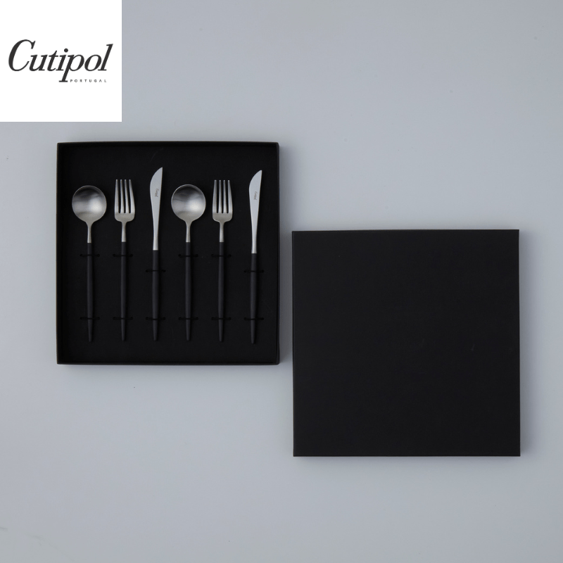 Cutipol クチポール GOAブラックシルバー デザート6本セット ギフトボックス(ブラック)