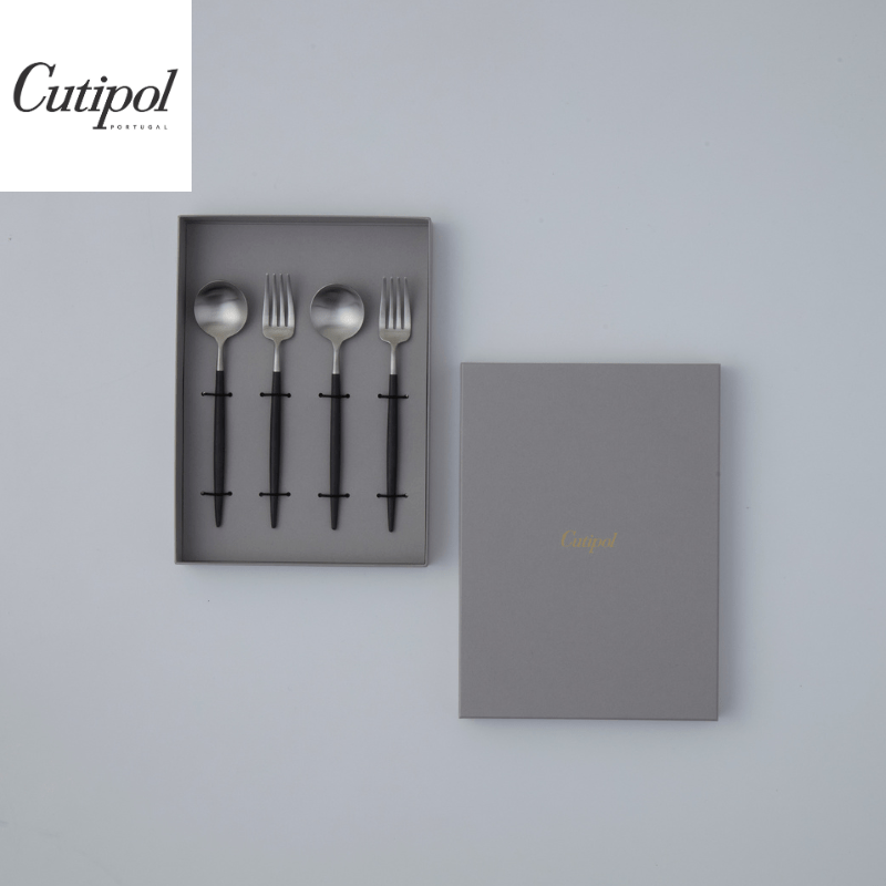 Cutipol クチポール GOAブラックシルバー デザート4本セット ギフトボックス(グレー)