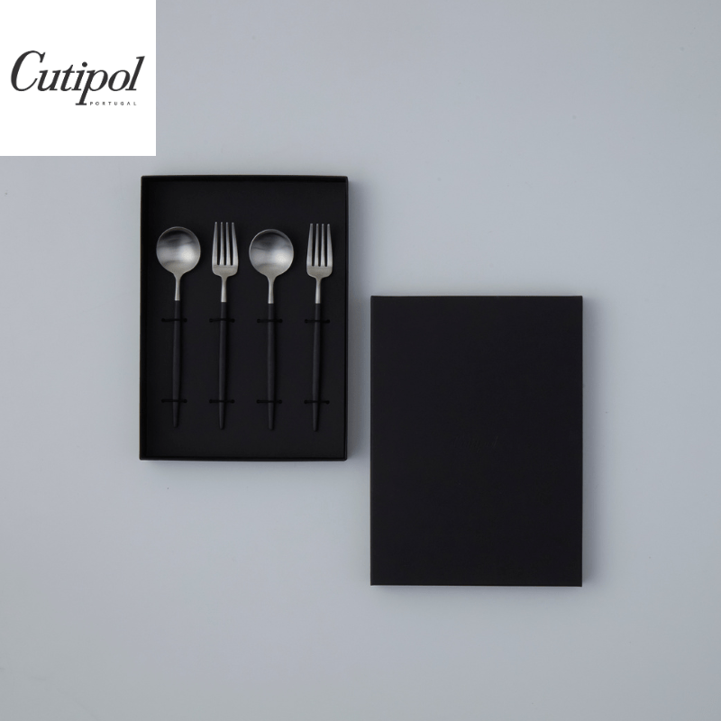 Cutipol クチポール GOAブラックシルバー デザート4本セット ギフトボックス(ブラック)