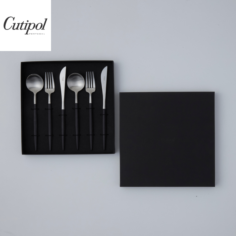 Cutipol クチポール GOAブラックシルバー テーブル6本セット ギフトボックス(ブラック)