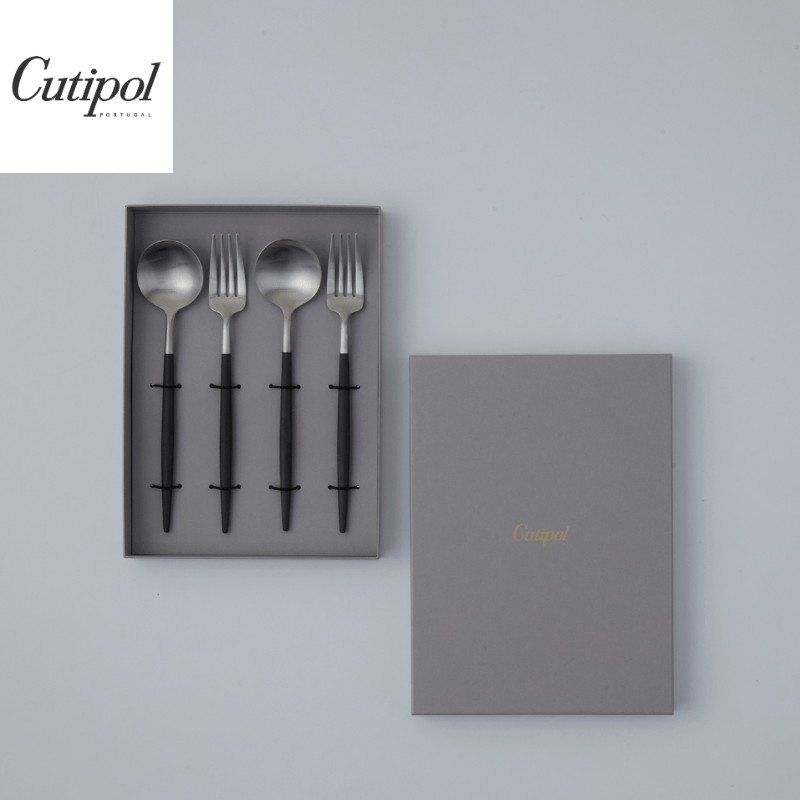 Cutipol クチポール GOAブラックシルバー テーブル4本セット ギフトボックス(グレー)