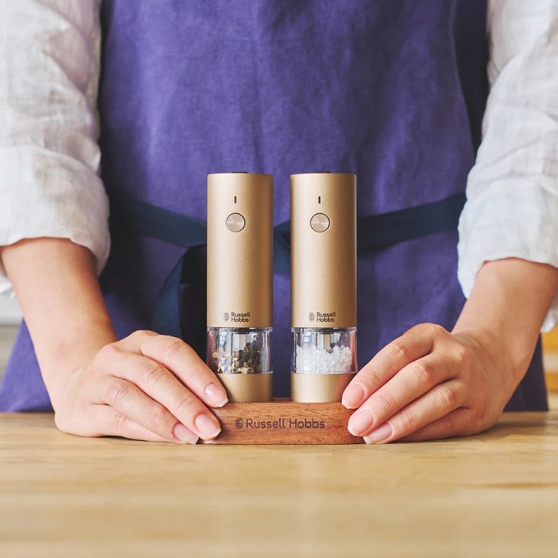 Russell Hobbs 充電式ミル ソルト&ペッパー ミニ (2本セット) ブラウンゴールド 7942JP-BG