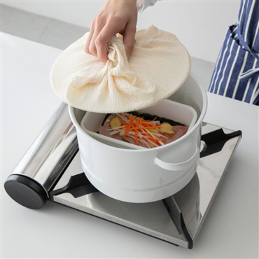 にちにち道具 白い琺瑯の道具 蒸し鍋 21cm ホワイト