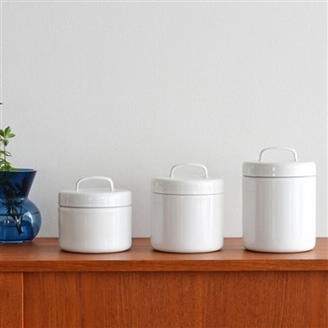 にちにち道具 白い琺瑯の道具 ラウンドキャニスター S ホワイト