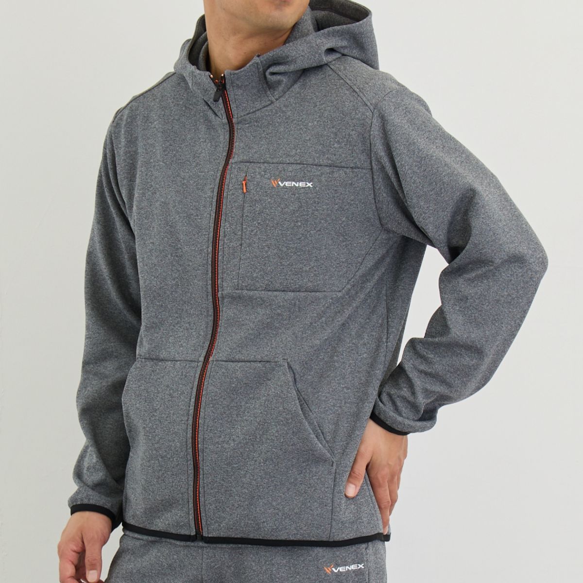 ベネクス リカバリーウェア リカバリームーヴ ジップアップフードジャケット メンズ 杢グレー 杢グレー M