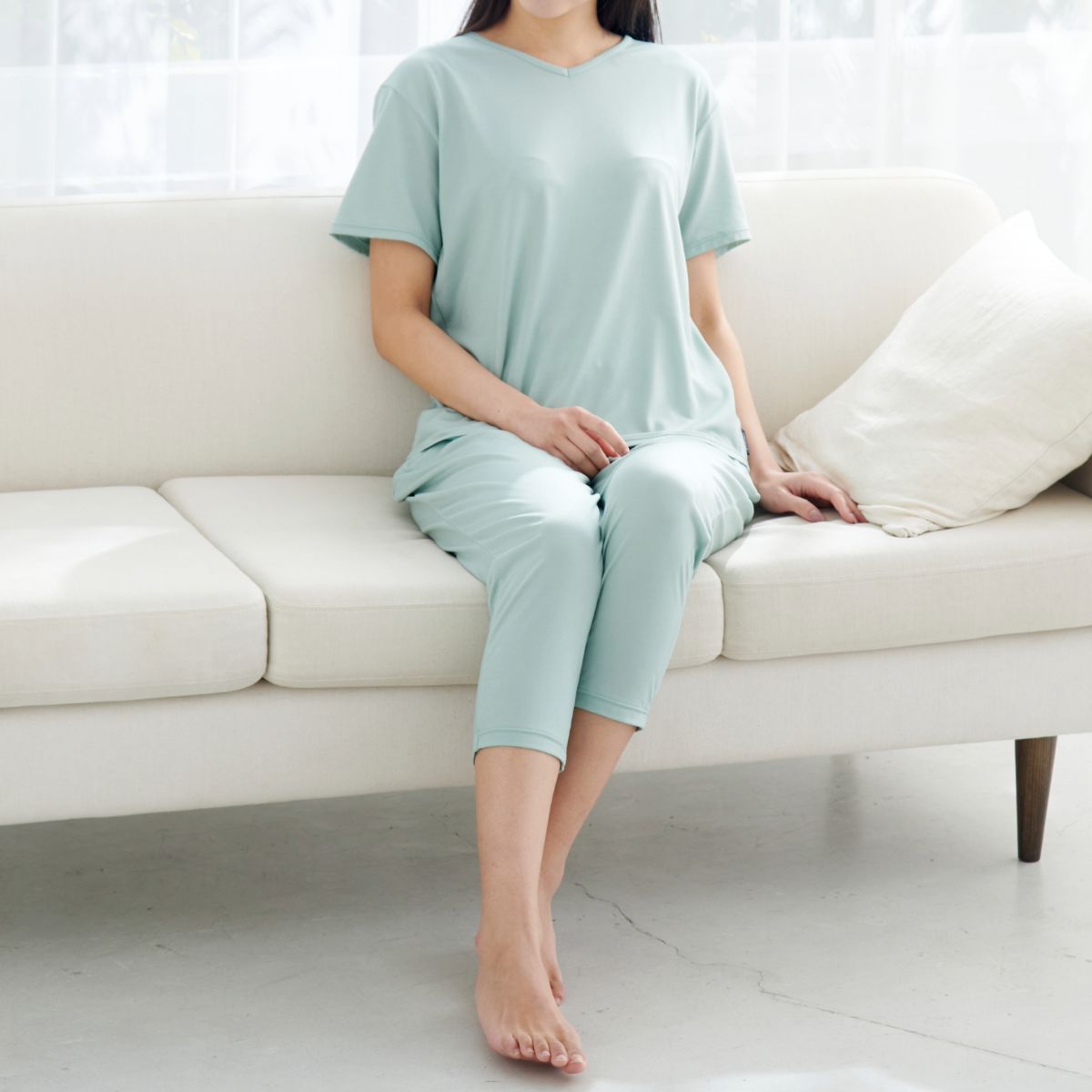 ベネクス リカバリーウェア コンフォートクール 上下セット ショートスリーブ 8分丈テーパードパンツ レディース ミント ミント M/トップス One-Size