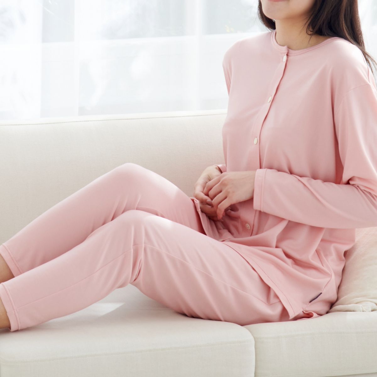 ベネクス リカバリーウェア コンフォートクール 上下セット ロングスリーブ フロント オープン ロングテーパードパンツ レディース ピンク ピンク M/トップス One-Size