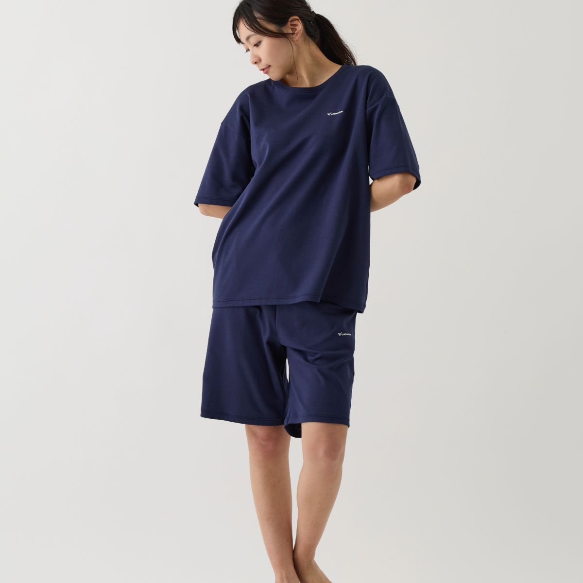 ベネクス リカバリーウェア コンフォートポンチ リラックスシルエット ハーフセットアップ ユニセックス ネイビー ネイビー S