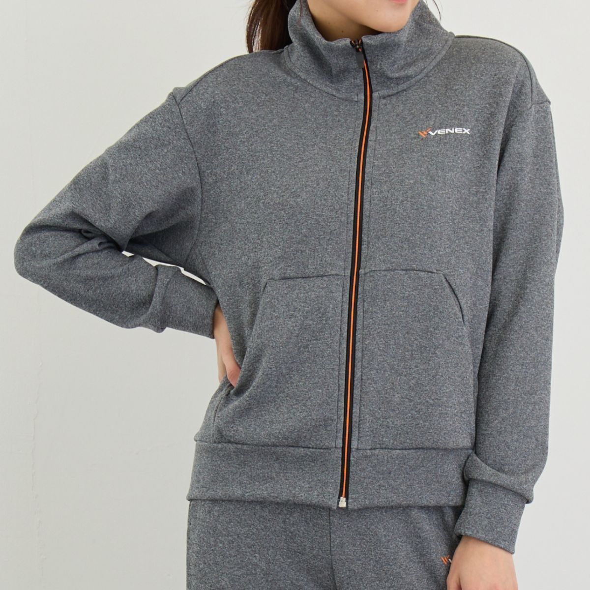 ベネクス リカバリーウェア リカバリームーヴ スタンドカラージャケット レディース 杢グレー