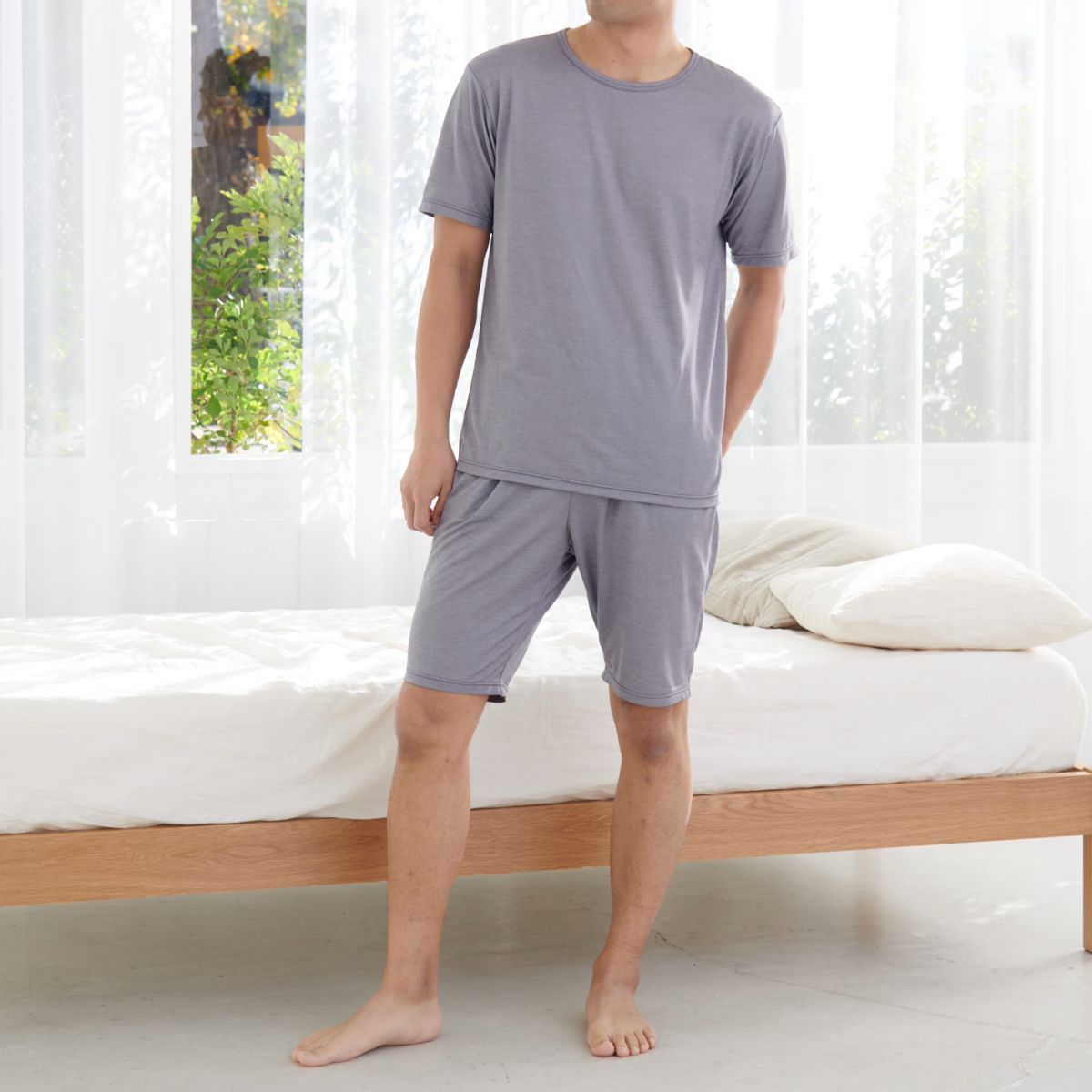 ベネクス リカバリーウェア コンフォートクール 上下セット ショートスリーブ ハーフパンツ メンズ グレー